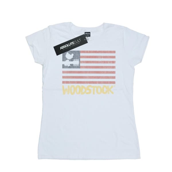 Woodstock T-shirt i bomull med flagga - dam/dam