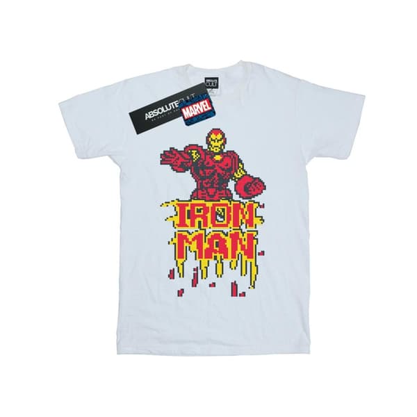 Marvel Girls Iron Man Pixelated Cotton T-Shirt White 7-8 Years