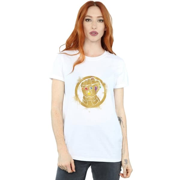 Marvel Womens/Ladies Avengers Endgame Painted Infinity Gauntlet Cotton Boyfriend T-Shirt
