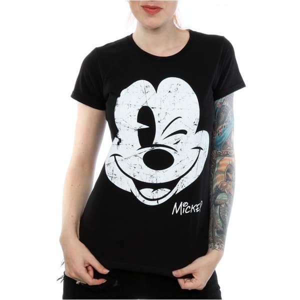 Disney Dam/Tjej - Musse Pigg - T-shirt i bomull med ansikte