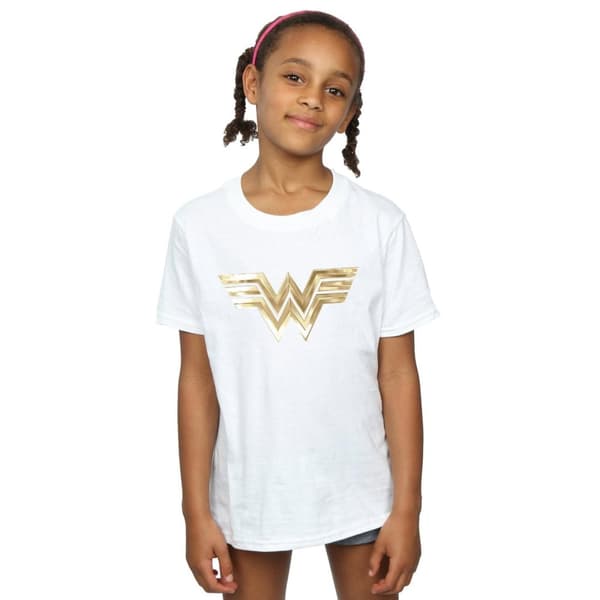 DC Comics T-shirt i bomull med guldemblem för flickor - Wonder Woman 84