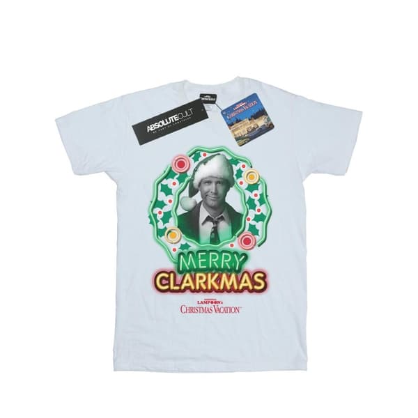 National Lampoon´s Christmas Vacation Womens/Ladies Greyscale Clarkmas Cotton Boyfriend T-Shirt