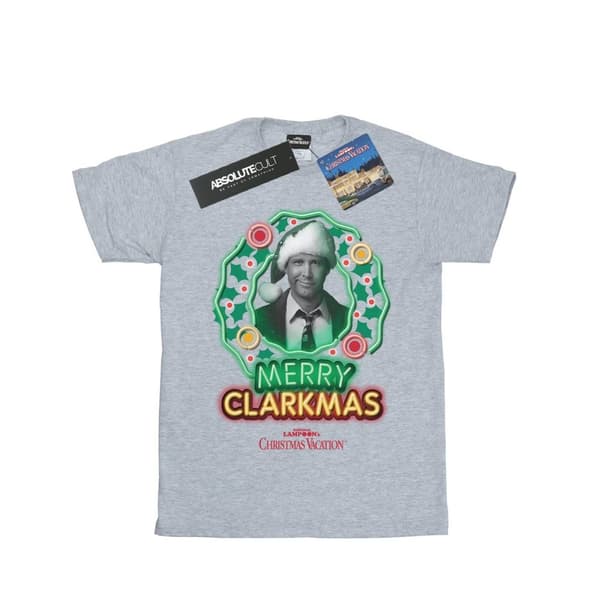 National Lampoon´s Christmas Vacation Womens/Ladies Greyscale Clarkmas Cotton Boyfriend T-Shirt