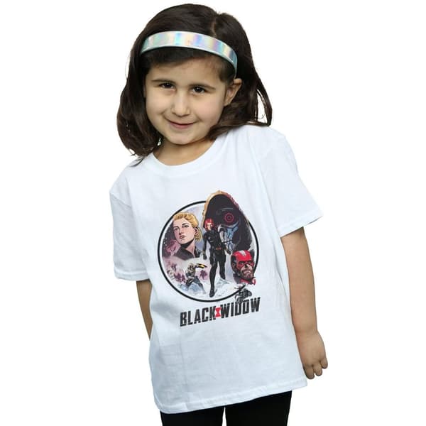 Marvel Girls Black Widow Movie Vintage Circle Cotton T-Shirt