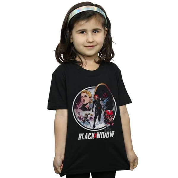 Marvel Girls Black Widow Movie Vintage Circle Cotton T-Shirt