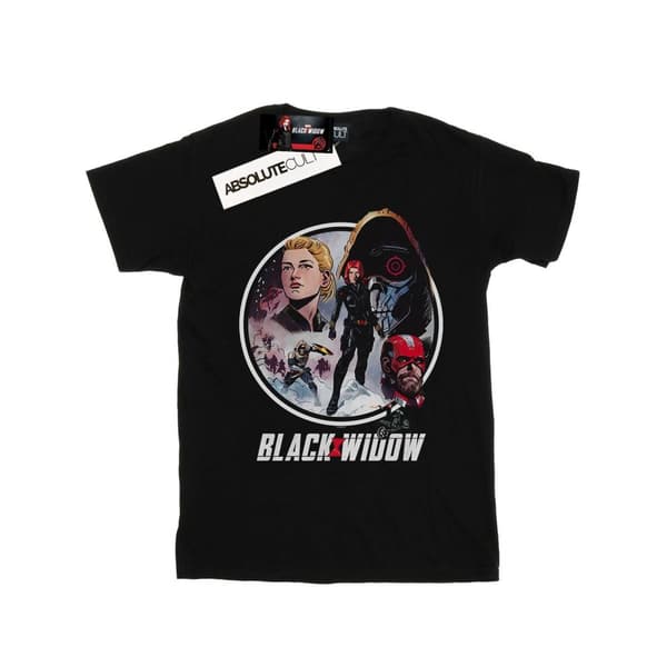 Marvel Girls Black Widow Movie Vintage Circle Cotton T-Shirt