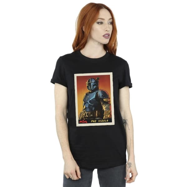 Star Wars Dam/Tjej The Mandalorian Paz Vizla Card Boyfriend T-shirt i bomull