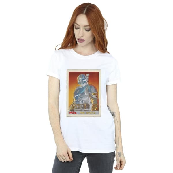 Star Wars Dam/Tjej The Mandalorian Paz Vizla Card Boyfriend T-shirt i bomull