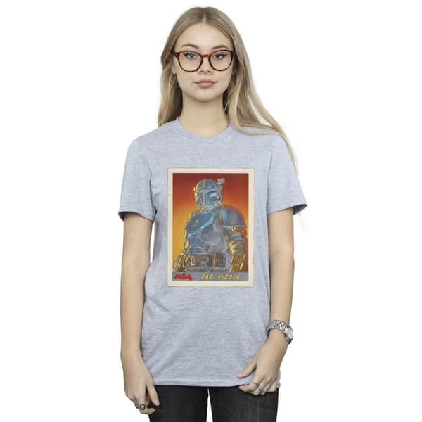 Star Wars Dam/Tjej The Mandalorian Paz Vizla Card Boyfriend T-shirt i bomull