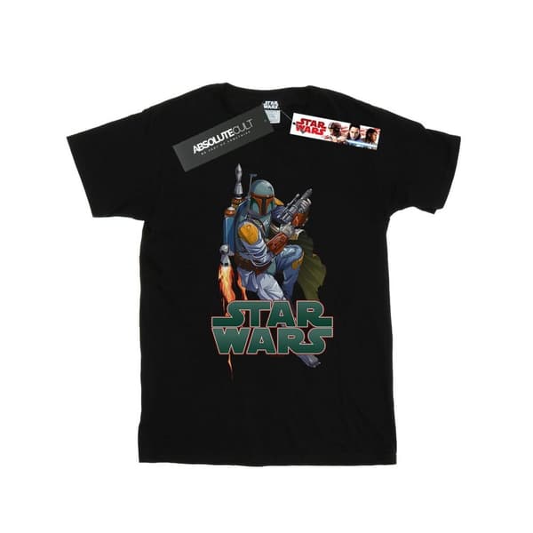 Star Wars Mens Boba Fett Fired Up T-Shirt Black XXL