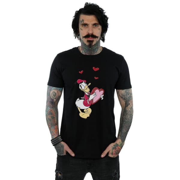 Disney Mens Donald Duck Love Heart T-Shirt