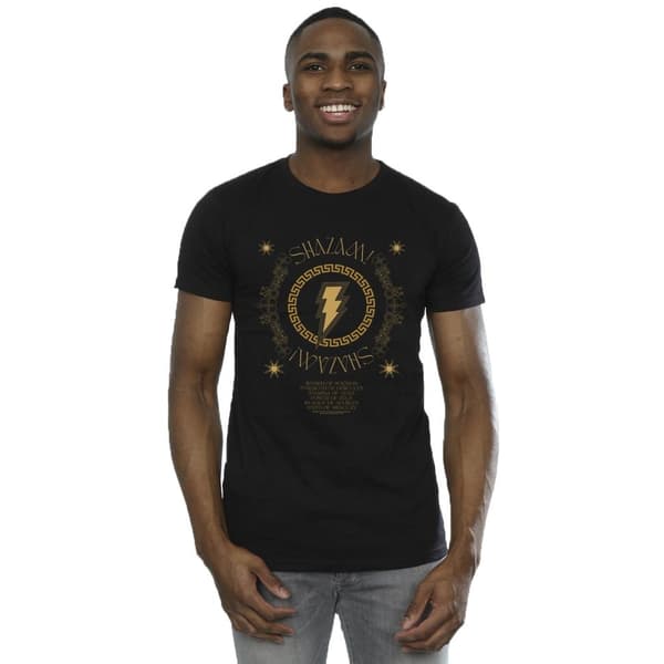 DC Comics Mens Shazam Fury Of The Gods - T-shirt med guldspiral på bröstet