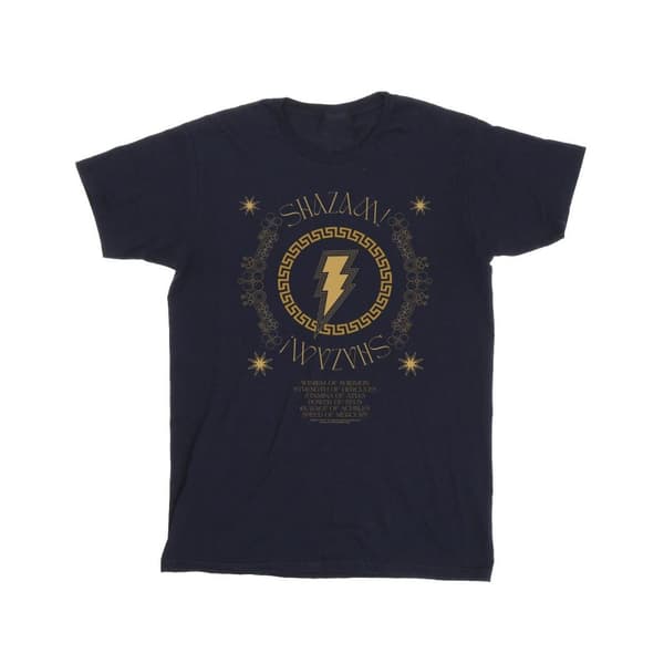 DC Comics Mens Shazam Fury Of The Gods - T-shirt med guldspiral på bröstet