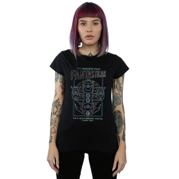 Marvel Womens/Ladies Fantastic Four Fantasticar Neon Cotton T-Shirt