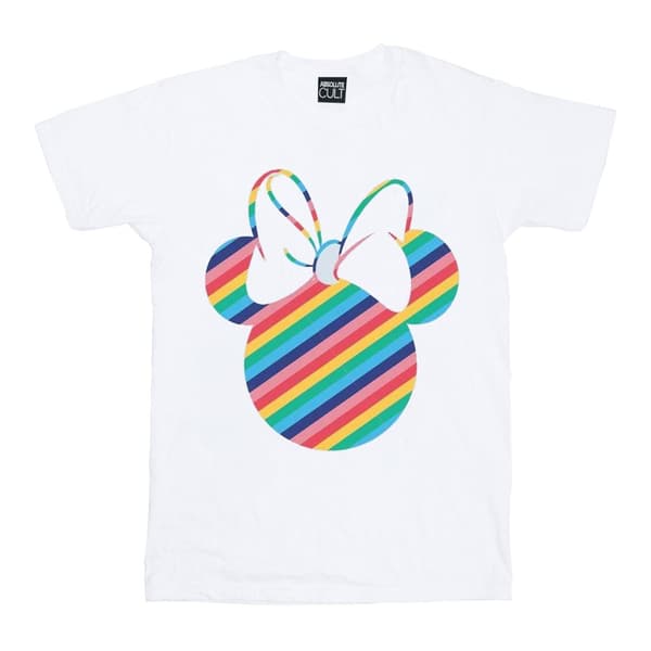 Disney Dam/Lady Minnie Mouse Rainbow Face Boyfriend T-shirt i bomull White 3XL