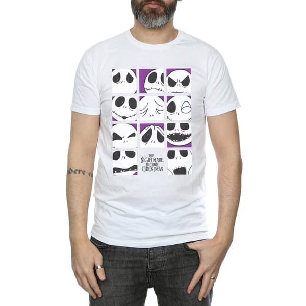 Disney Mens Nightmare Before Christmas Many Faces Of Jack Squares T-Shirt