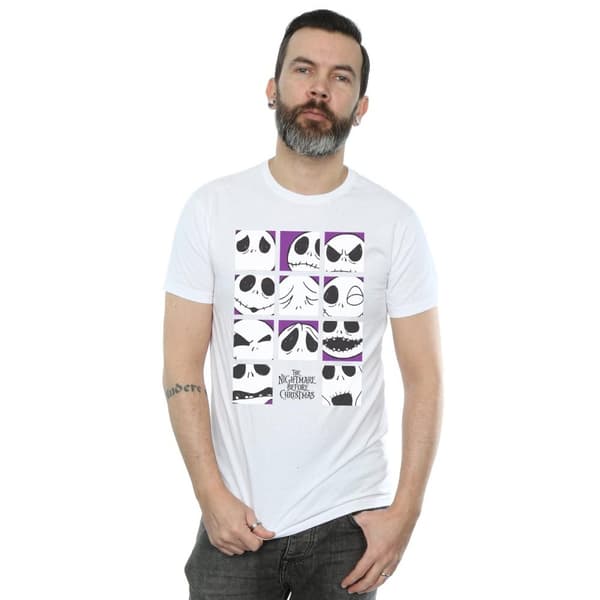 Disney Mens Nightmare Before Christmas Many Faces Of Jack Squares T-Shirt