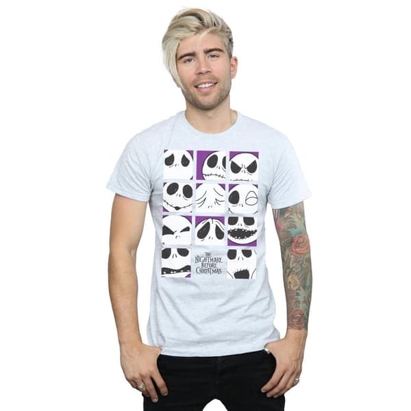 Disney Mens Nightmare Before Christmas Many Faces Of Jack Squares T-Shirt