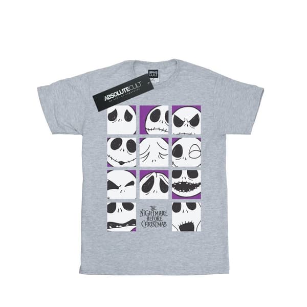Disney Mens Nightmare Before Christmas Many Faces Of Jack Squares T-Shirt