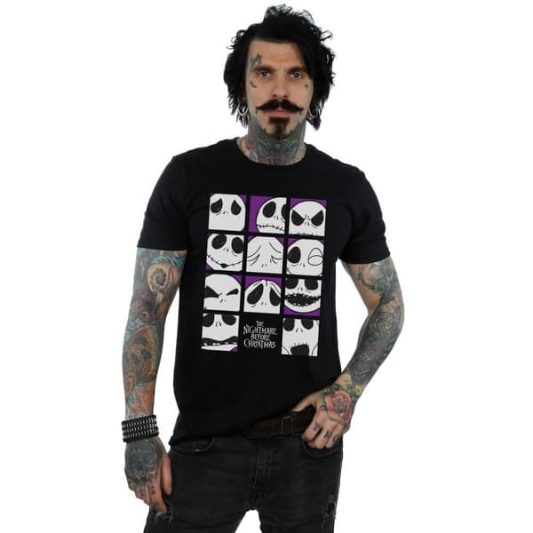 Disney Mens Nightmare Before Christmas Many Faces Of Jack Squares T-Shirt