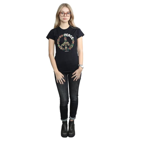 Woodstock Womens/Ladies Floral Peace Cotton T-Shirt