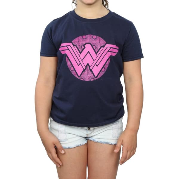 DC Comics Wonder Woman - T-shirt i rosa mosaikbomull för flickor