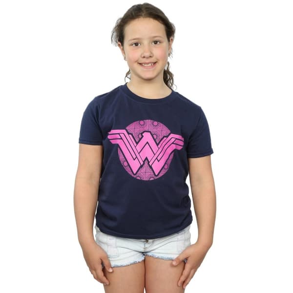 DC Comics Wonder Woman - T-shirt i rosa mosaikbomull för flickor