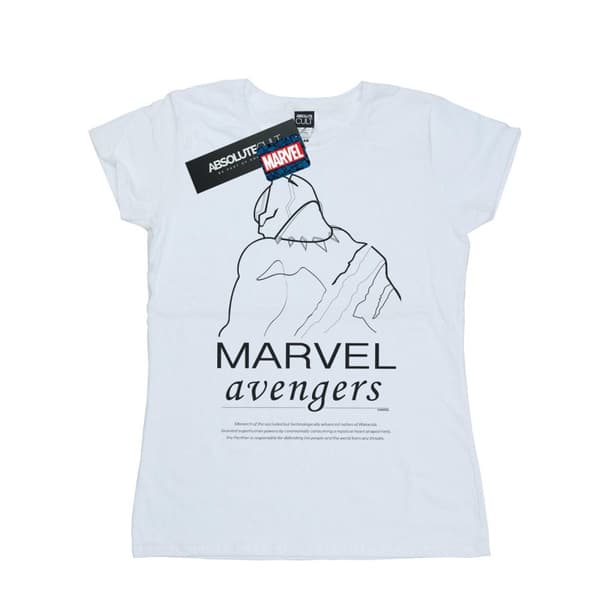 Marvel Dam/Tjej - Black Panther - T-shirt i bomull med enkel linje