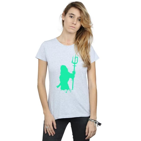 DC Comics Womens/Ladies Aquaman Aqua Silhouette Cotton T-Shirt