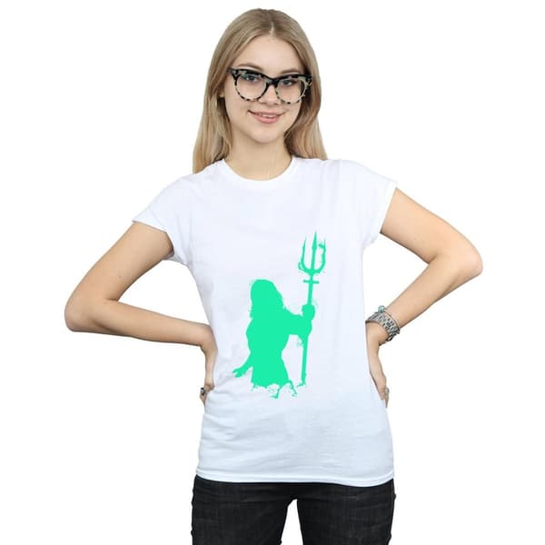 DC Comics Womens/Ladies Aquaman Aqua Silhouette Cotton T-Shirt