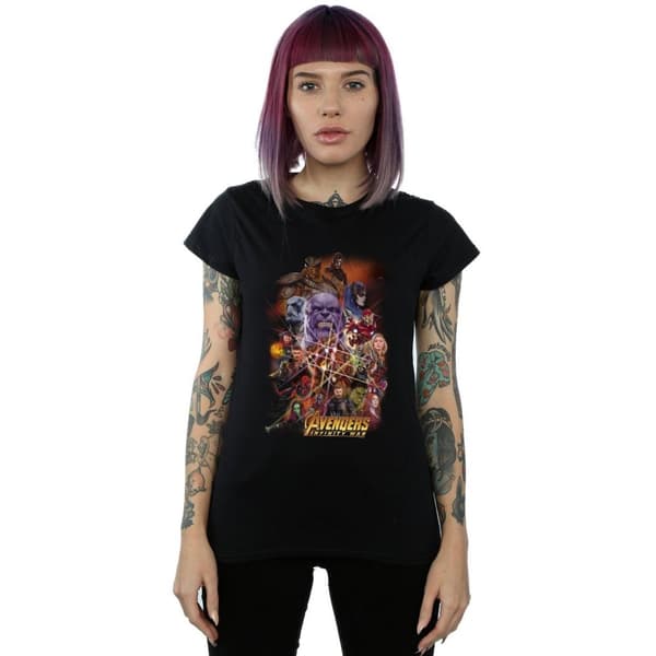 Marvel Womens/Ladies Avengers Infinity War Character Poster Cotton T-Shirt