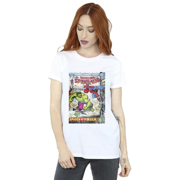 Marvel Womens/Ladies Spider-Man VS Hulk Cover Cotton Boyfriend T-Shirt