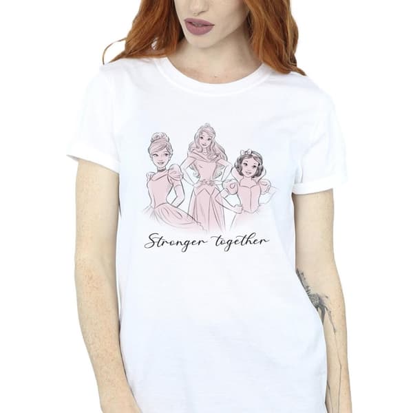 Disney Womens/Ladies Princesses Stronger Together Cotton Boyfriend T-Shirt