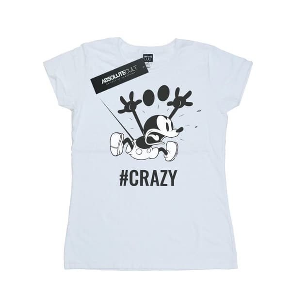 Disney Womens/Ladies Mickey Mouse #Crazy Cotton T-Shirt