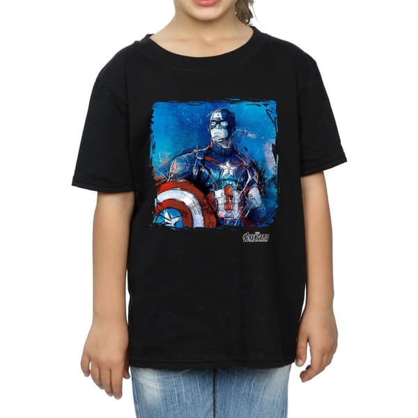 Marvel Girls Captain America Art Cotton T-Shirt