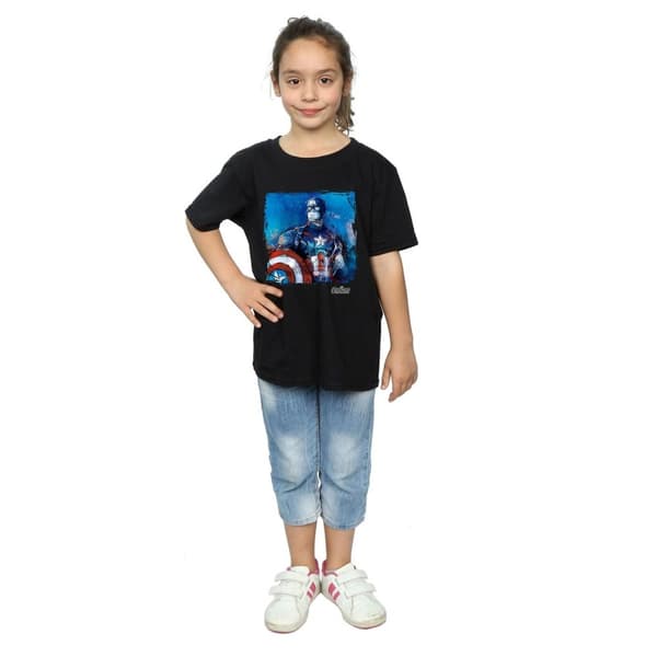 Marvel Girls Captain America Art Cotton T-Shirt