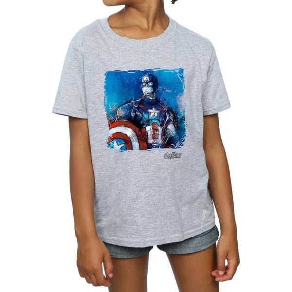 Marvel Girls Captain America Art Cotton T-Shirt