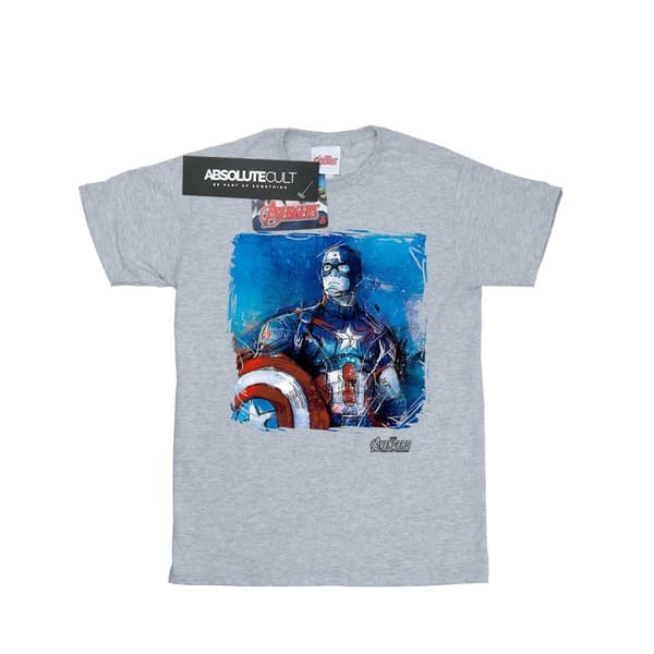 Marvel Girls Captain America Art Cotton T-Shirt