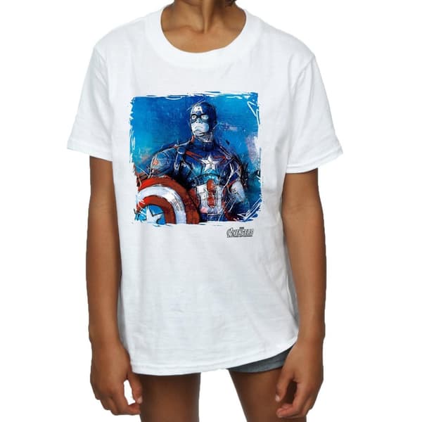 Marvel Girls Captain America Art Cotton T-Shirt