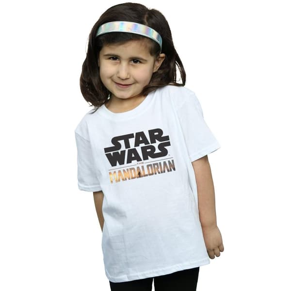 Star Wars T-shirt i bomull med Mandalorian-logotyp för flickor