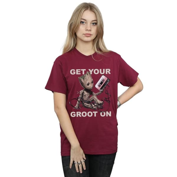 Marvel Womens/Ladies Guardians Of The Galaxy Get Your Groot On Cotton Boyfriend T-Shirt