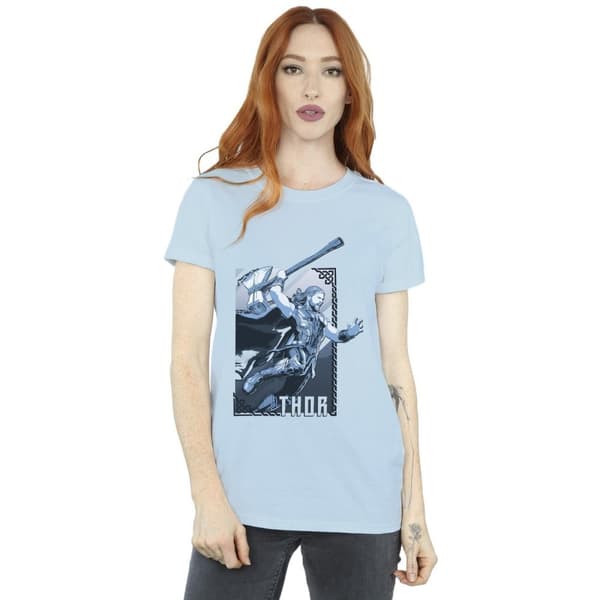 Marvel Dam/Tjej Thor Love And Thunder Attack Boyfriend T-shirt i bomull