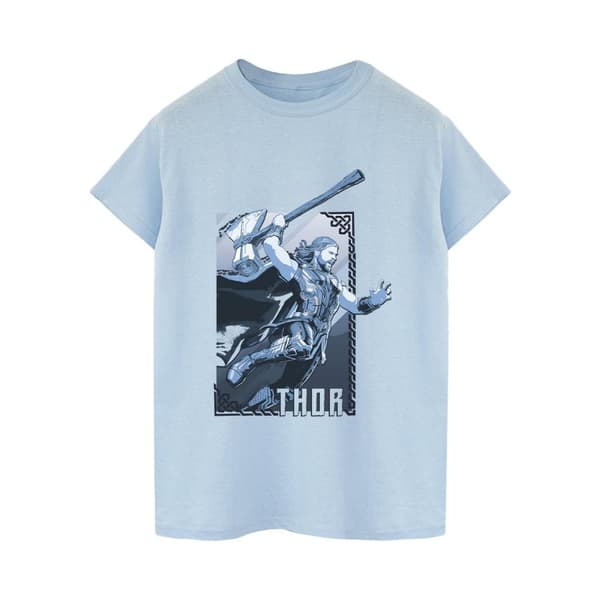 Marvel Dam/Tjej Thor Love And Thunder Attack Boyfriend T-shirt i bomull Baby Blue XL