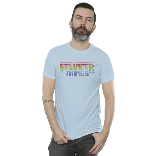 Netflix Mens Stranger Things Rainbow Dot Logo T-Shirt
