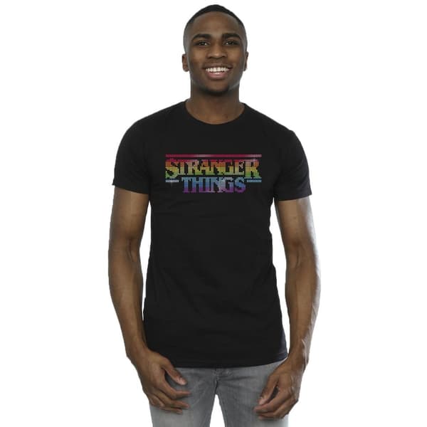 Netflix Stranger Things - T-shirt med regnbågsprickig logotyp för herrar