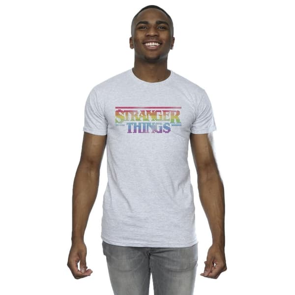 Netflix Mens Stranger Things Rainbow Dot Logo T-Shirt