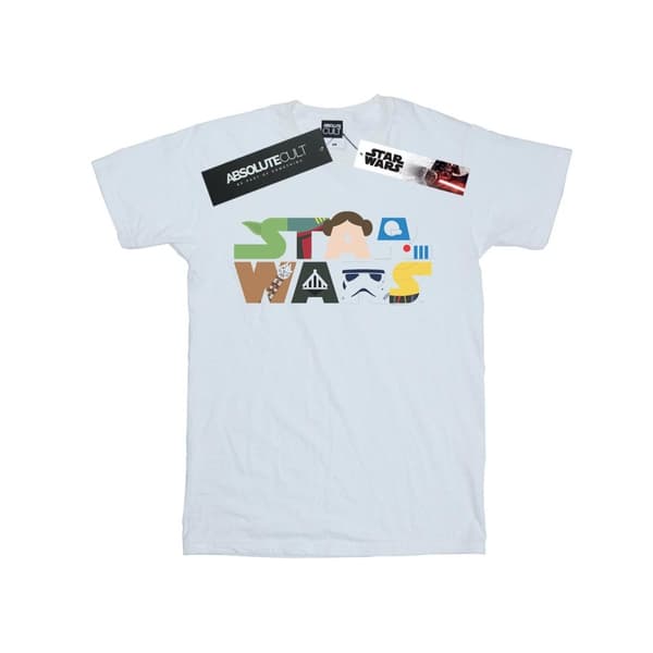 Star Wars T-shirt i bomull med karaktärslogo för flickor White 9-11 Years