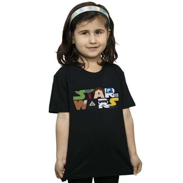 Star Wars T-shirt i bomull med karaktärslogo för flickor