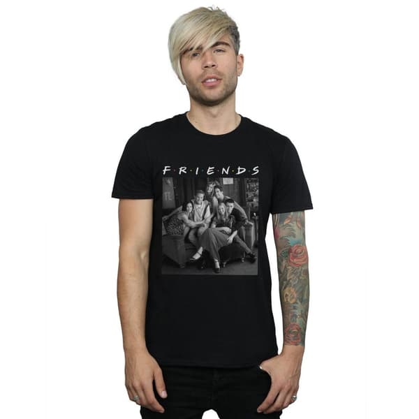 Friends Mens Black And White Photo T-Shirt