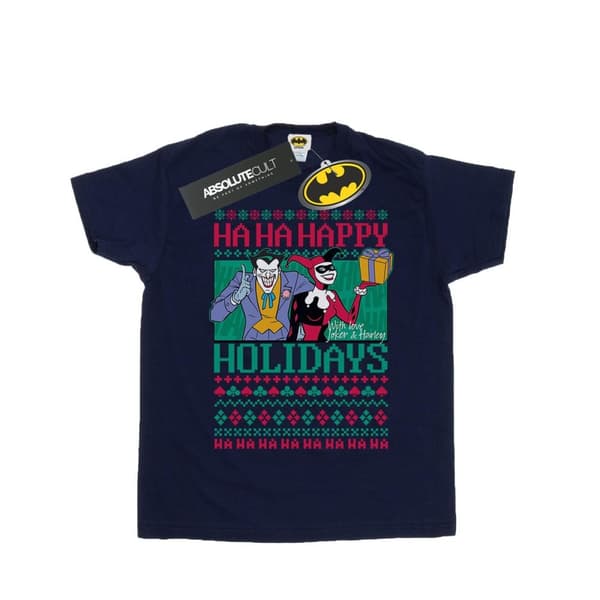 DC Comics Joker och Harley Quinn Ha Ha Happy Holidays T-shirt i bomull för flickor